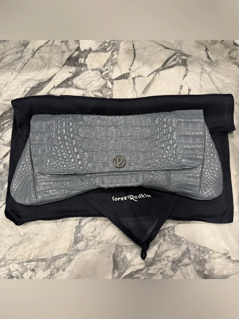 Loree Rodkin Gray Crocodile Clutch